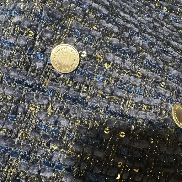 White House Black Market Blue Shimmer Tweed Moto Jacket 4 - Picture 11 of 13